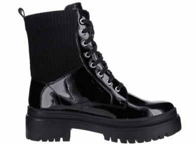 Le Sansa Candy Black Patent Military Boot 